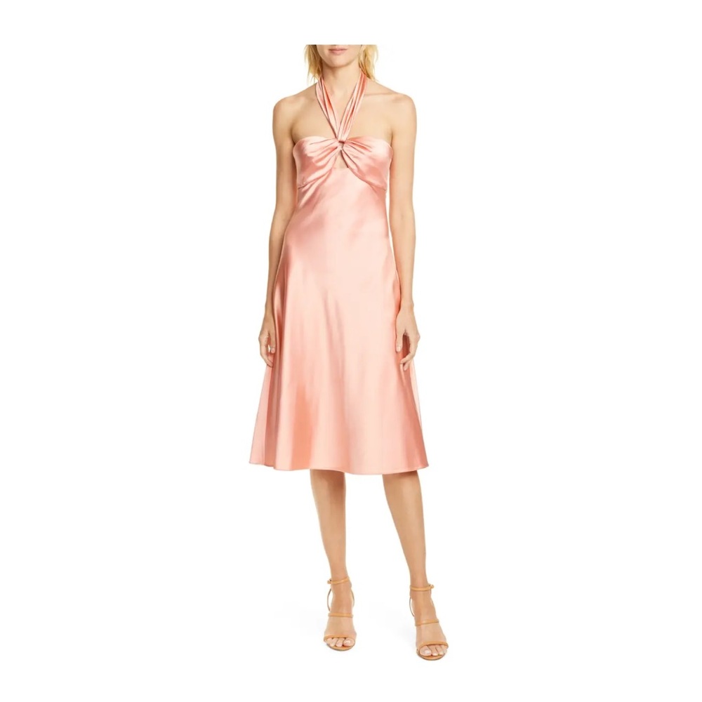New! JONATHAN SIMKHAI Satin Halter Slip Dress - Picture 4 of 14